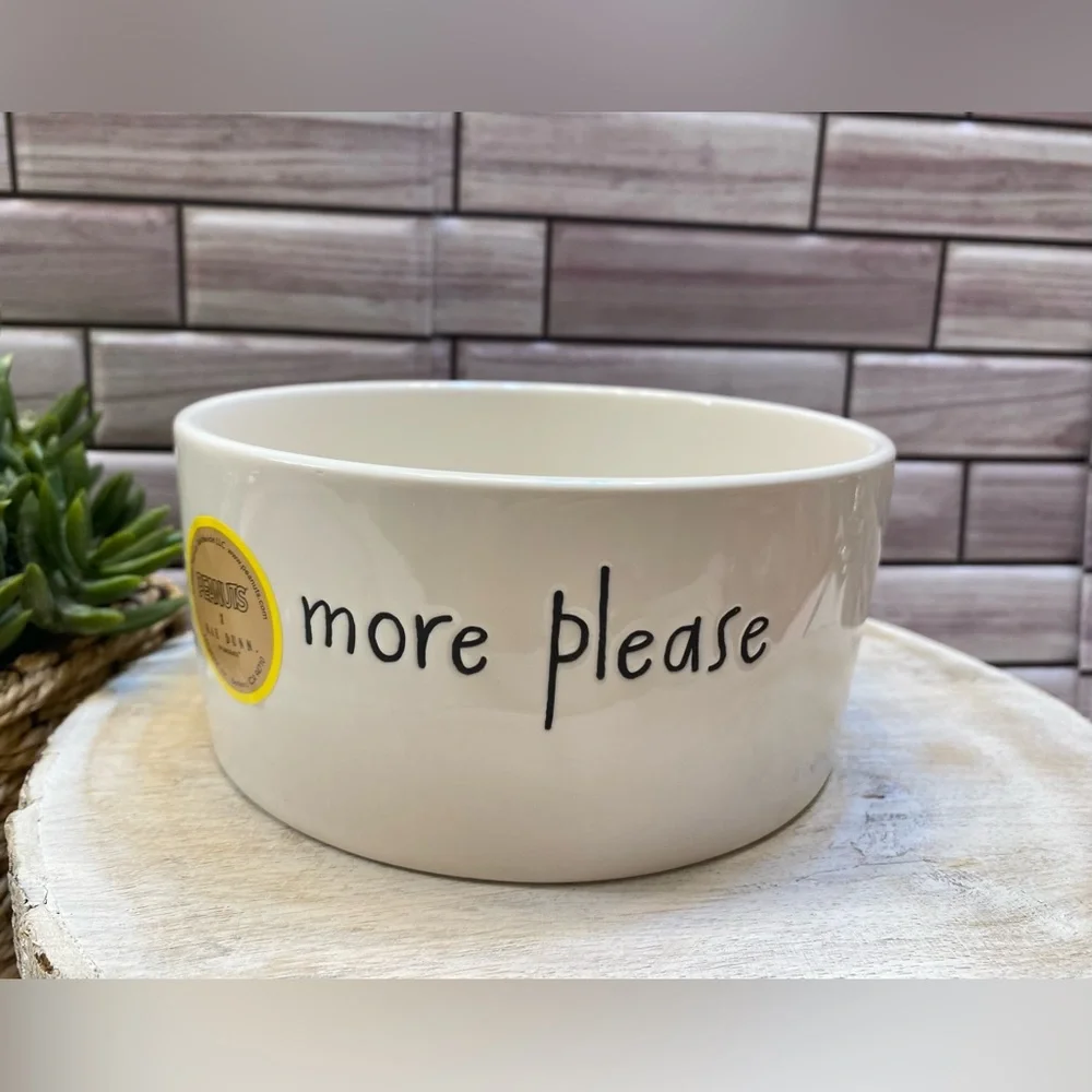 Peanuts X Rae Dunn❤️ Snoopy Dog Pet Bowl “more please “NWT